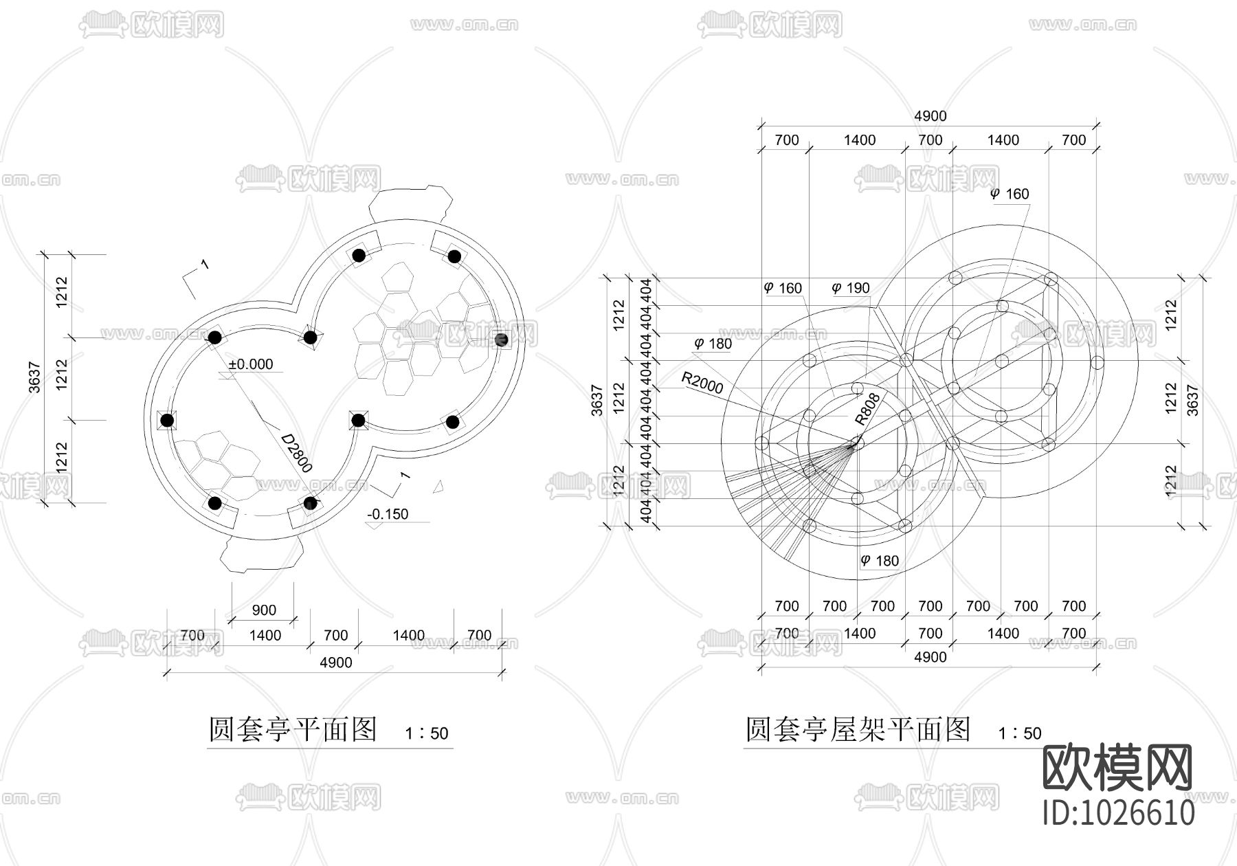 圆套亭施工图下载（渲染图3）