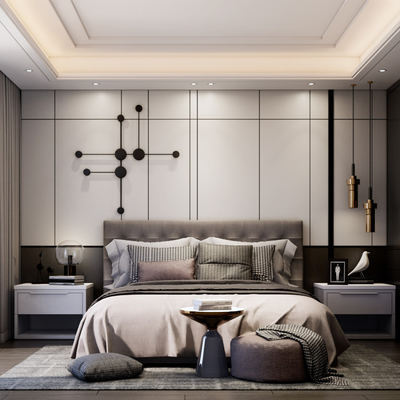 现代卧室主人房su模型