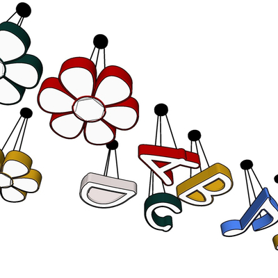  现代儿童吊灯su模型 