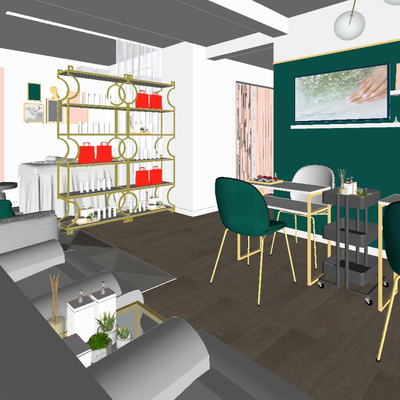  现代美甲店美容店su模型 