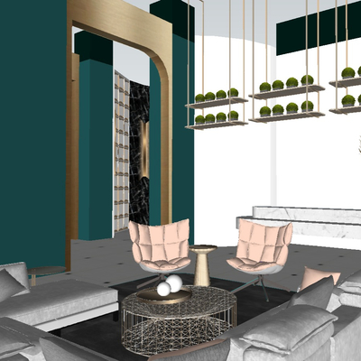  现代美甲店美容店su模型 