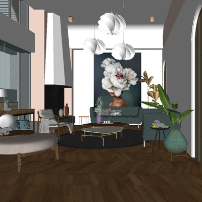  现代美甲店美容店su模型 