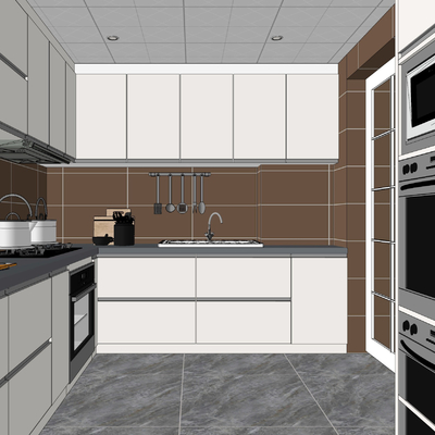 现代厨房su模型