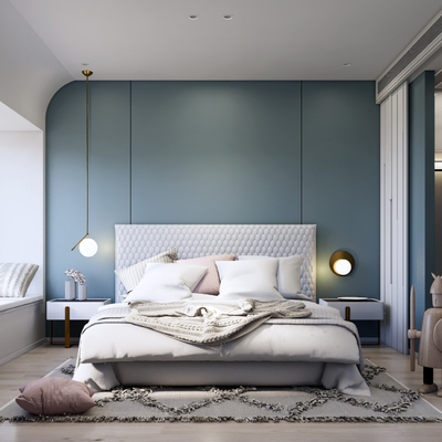  现代儿童房男孩房su模型 