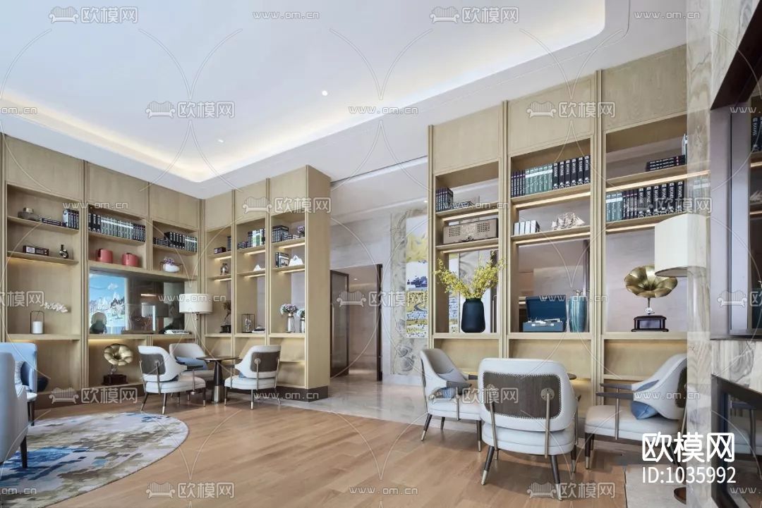 现代酒店CAD施工图+效果图+样板间下载（渲染图3）