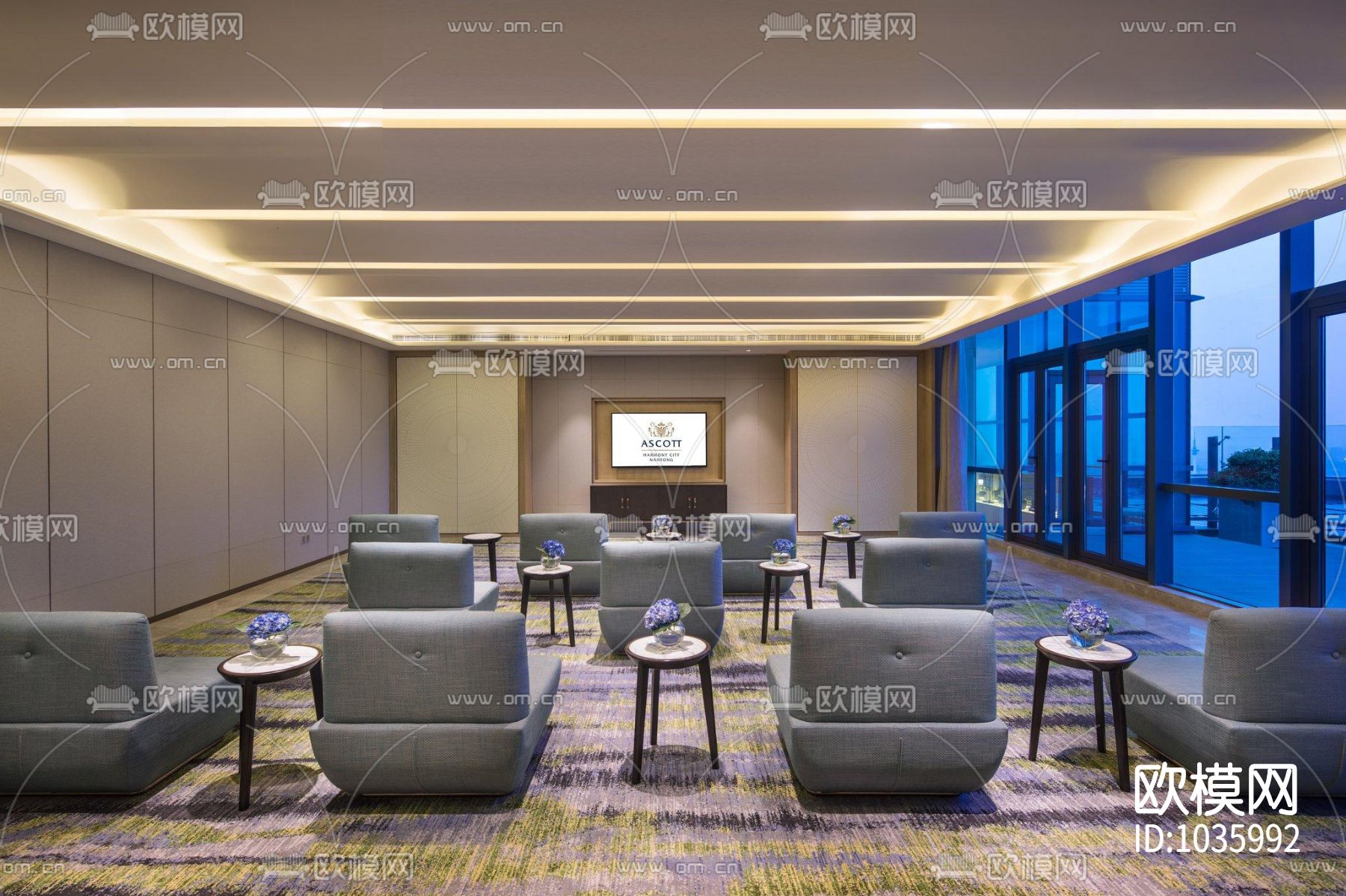 现代酒店CAD施工图+效果图+样板间下载（渲染图7）