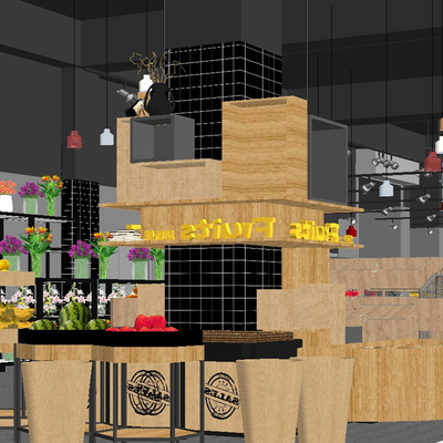  现代生鲜超市su模型 