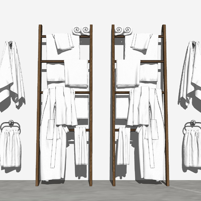 现代毛巾毛巾架su模型