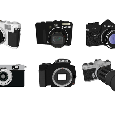  现代照相机组合su模型 