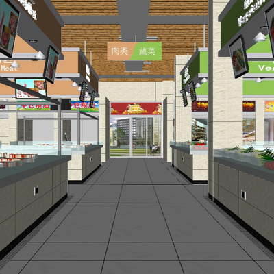  现代生鲜超市su模型 