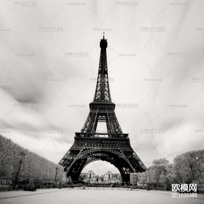 巴黎铁塔风景装饰画贴图下载（渲染图3）