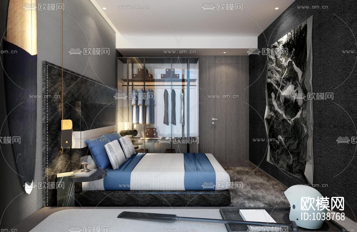 滨江大都会170户型样板间全套CAD施工图+效果图下载（渲染图8）