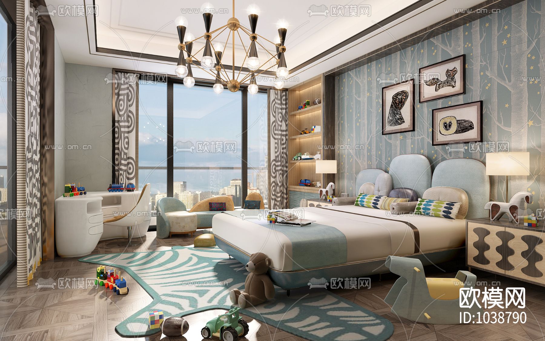 汤臣一品复式豪宅全套CAD施工图+效果图下载（渲染图3）