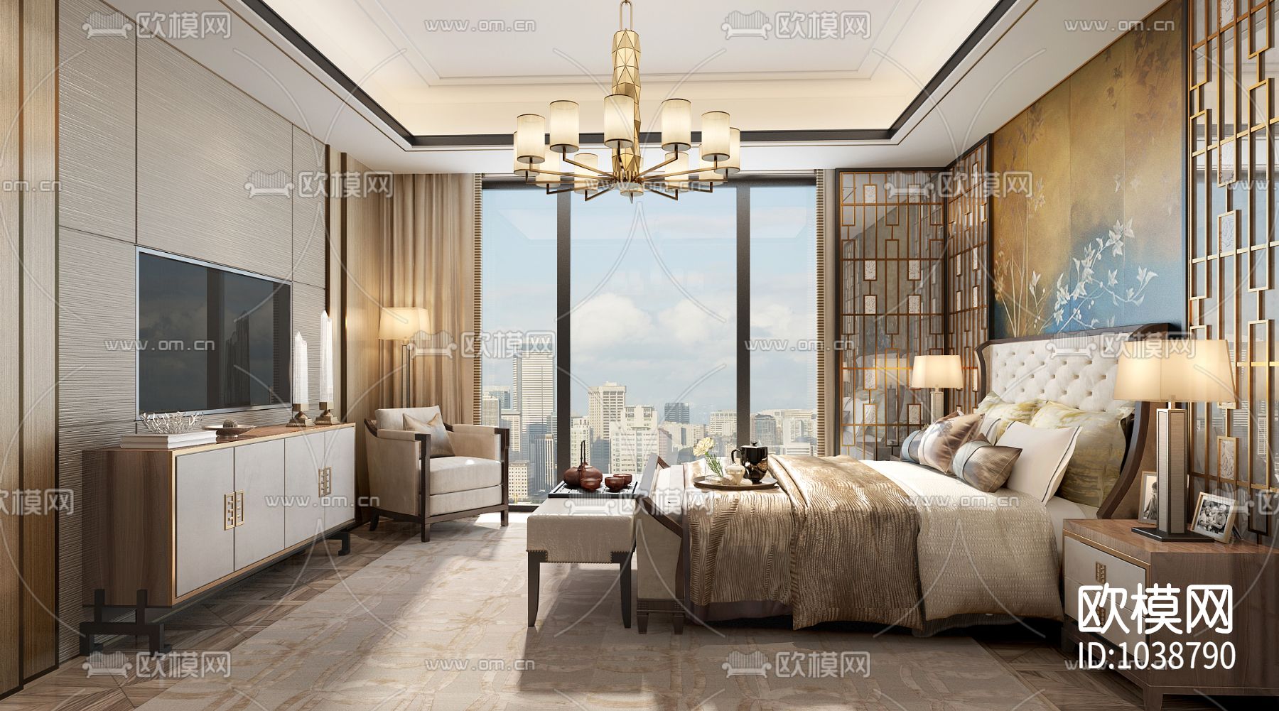 汤臣一品复式豪宅全套CAD施工图+效果图下载（渲染图8）