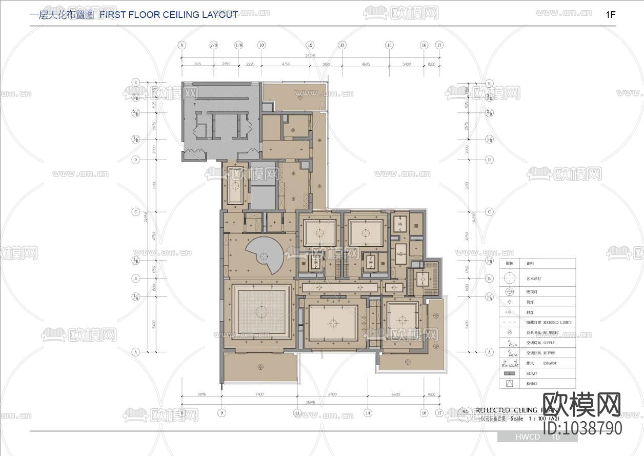 汤臣一品复式豪宅全套CAD施工图+效果图下载（渲染图7）