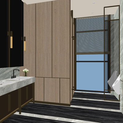  现代酒店卫生间su模型 