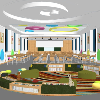  现代儿童培训教室su模型 