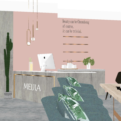  北欧美甲店su模型 