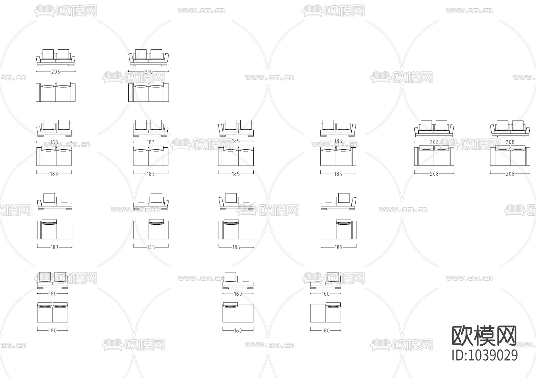 现代风格沙发CAD精美版本图库2020年下载（渲染图2）