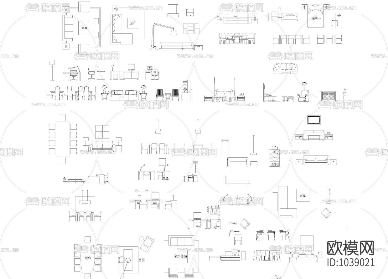 家装住宅CAD模型库精装版下载（渲染图2）
