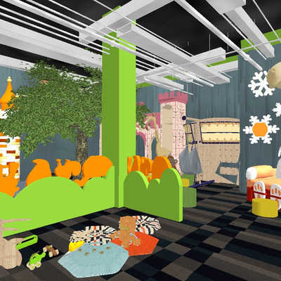  现代儿童活动室su模型 