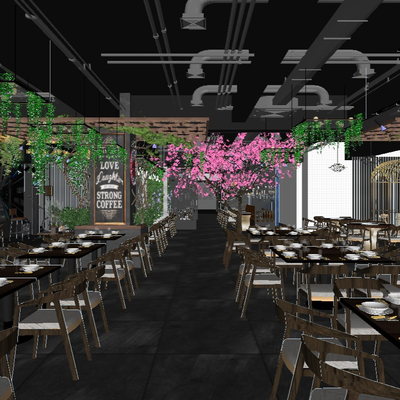  现代西餐厅su模型 