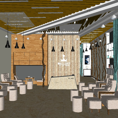  现代美容美甲店su模型 