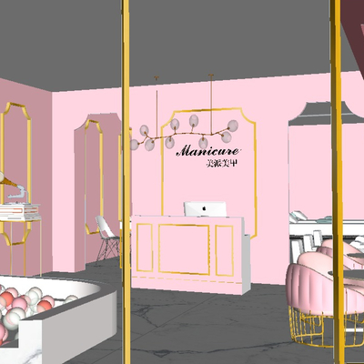  北欧美容美甲店su模型 