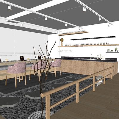  现代美容美甲店su模型 