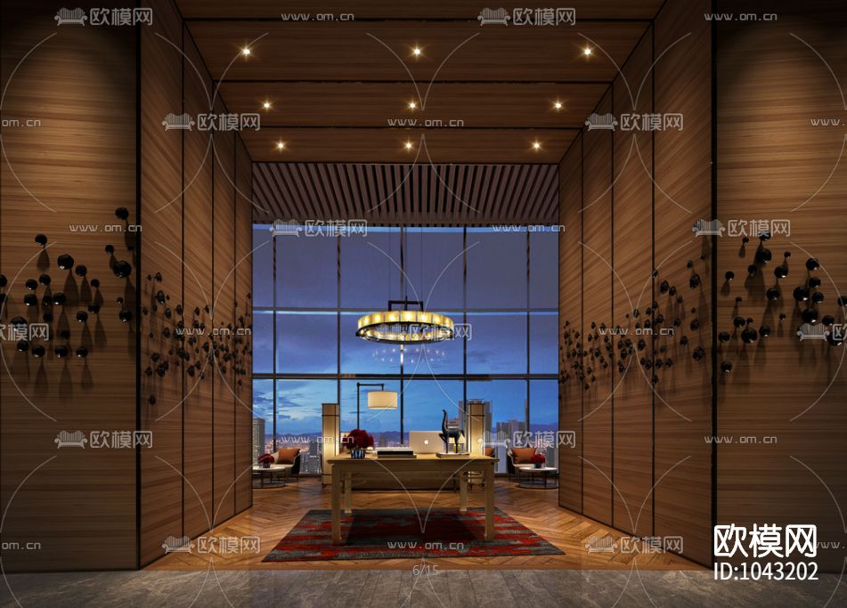 凯悦酒店大堂全日制餐厅CAD施工图下载（渲染图3）