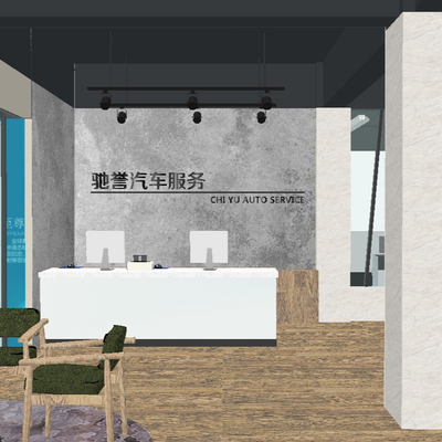  现代汽车专卖店su模型 