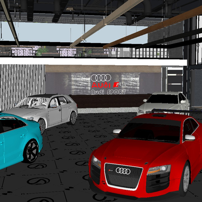  现代奥迪汽车专卖店su模型 