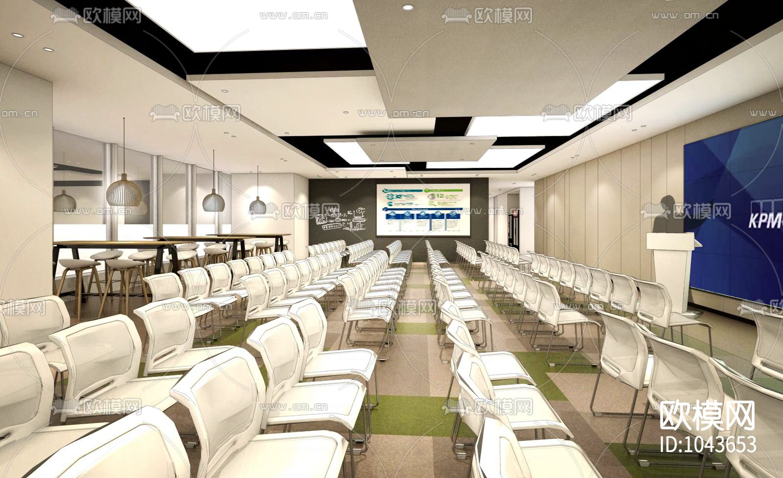 上海恒隆广场毕马威办公楼室内施工图下载（渲染图4）