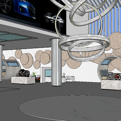  现代汽车专卖店su模型 