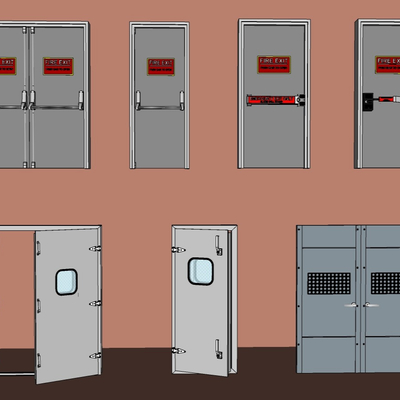  现代防火门消防门su模型 