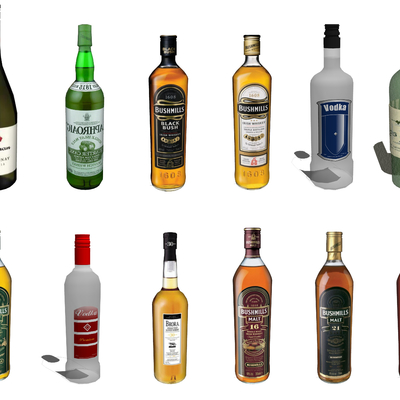  现代洋酒红酒饮料su模型 