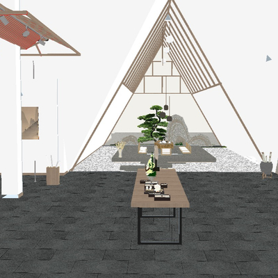  现代艺术品展厅su模型 