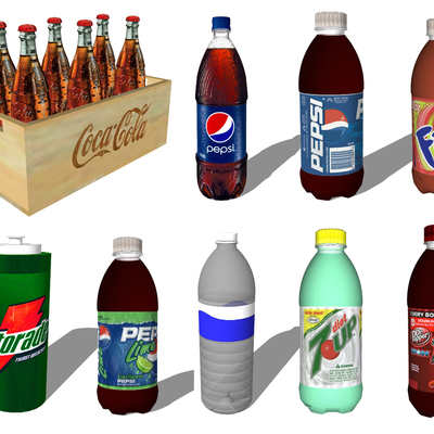 现代可口可乐汽水饮料su模型 