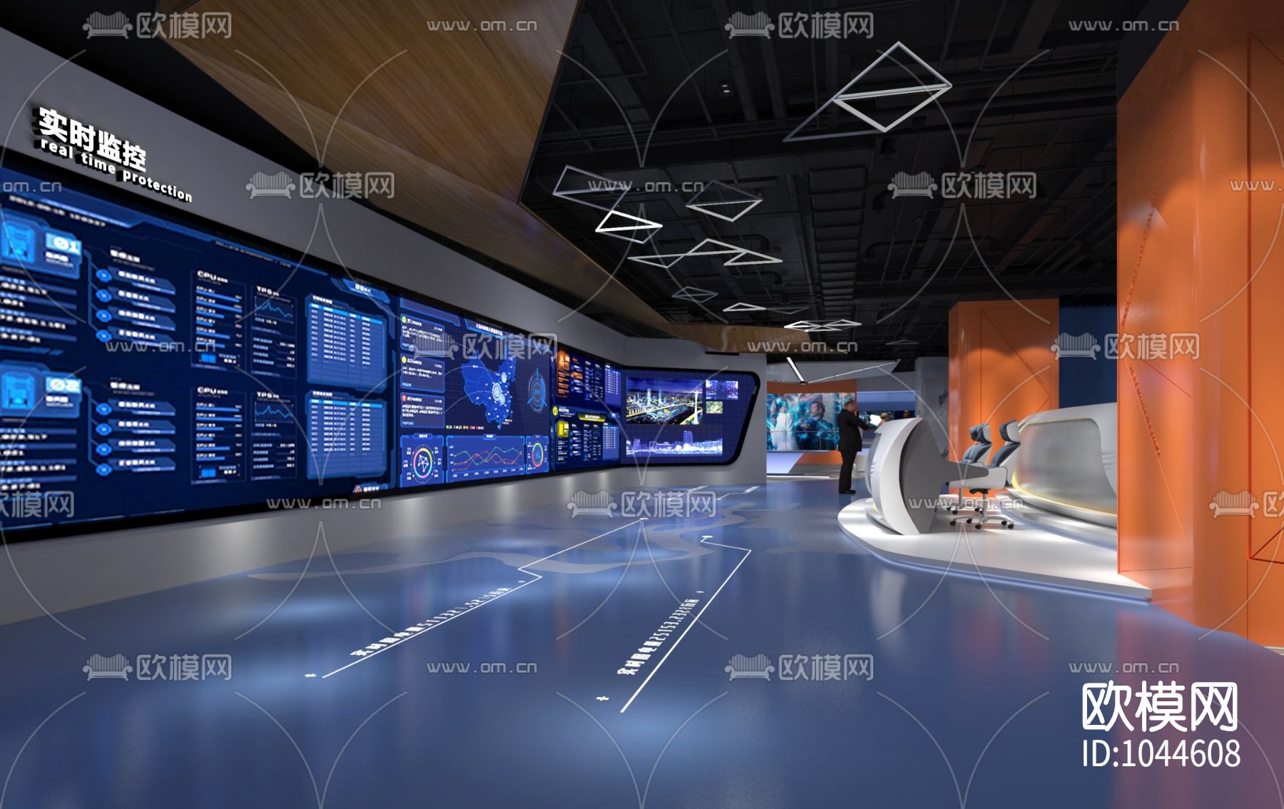 创意展厅室内施工图下载（渲染图1）