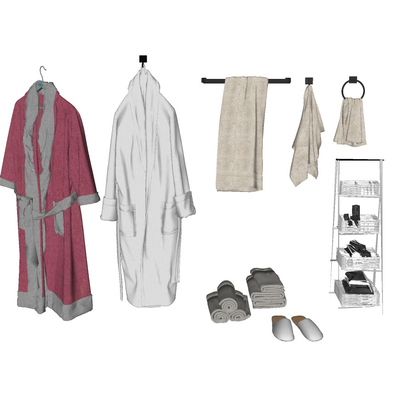  现代睡衣浴巾用品su模型 