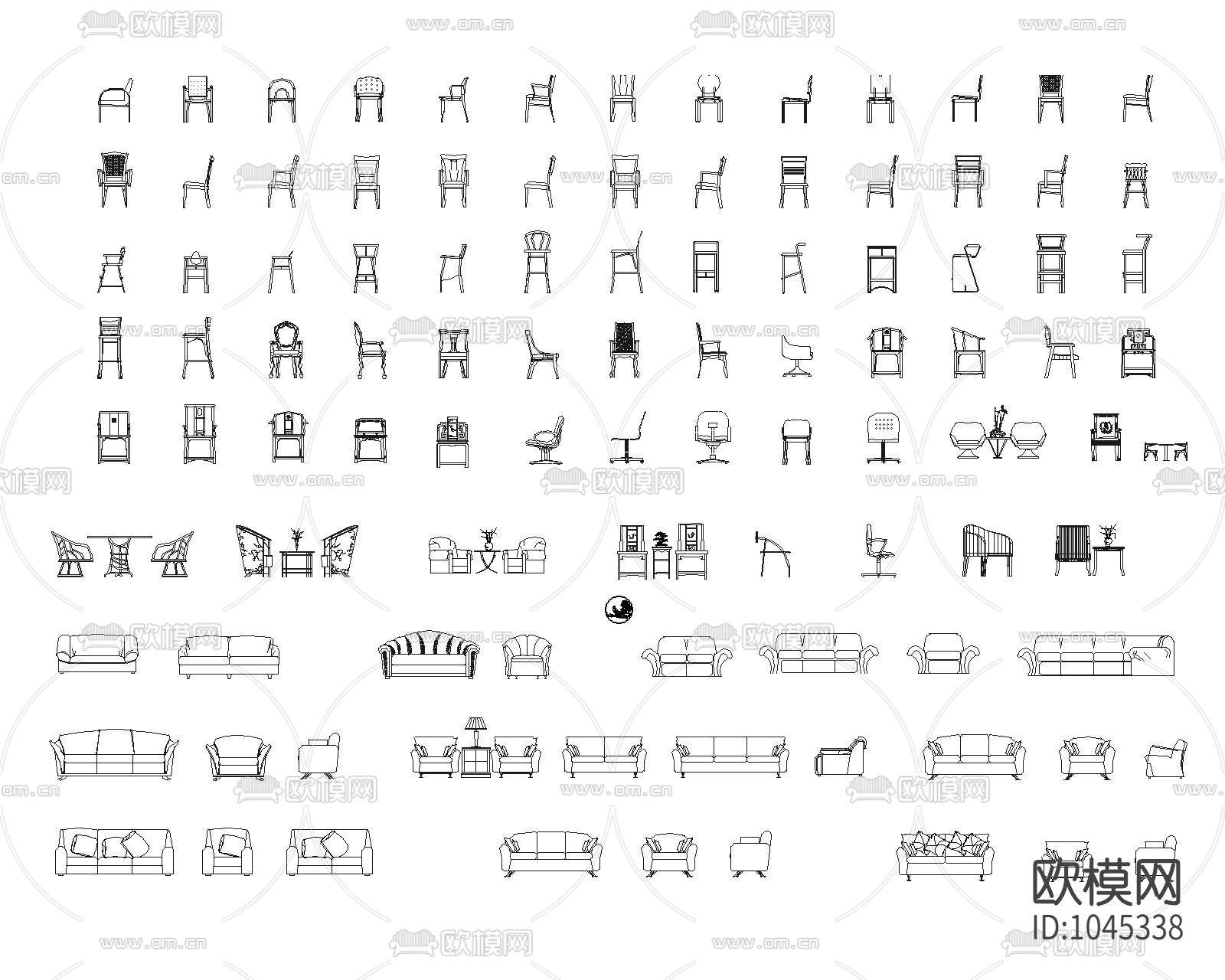 凳子平面立面集合下载（渲染图2）