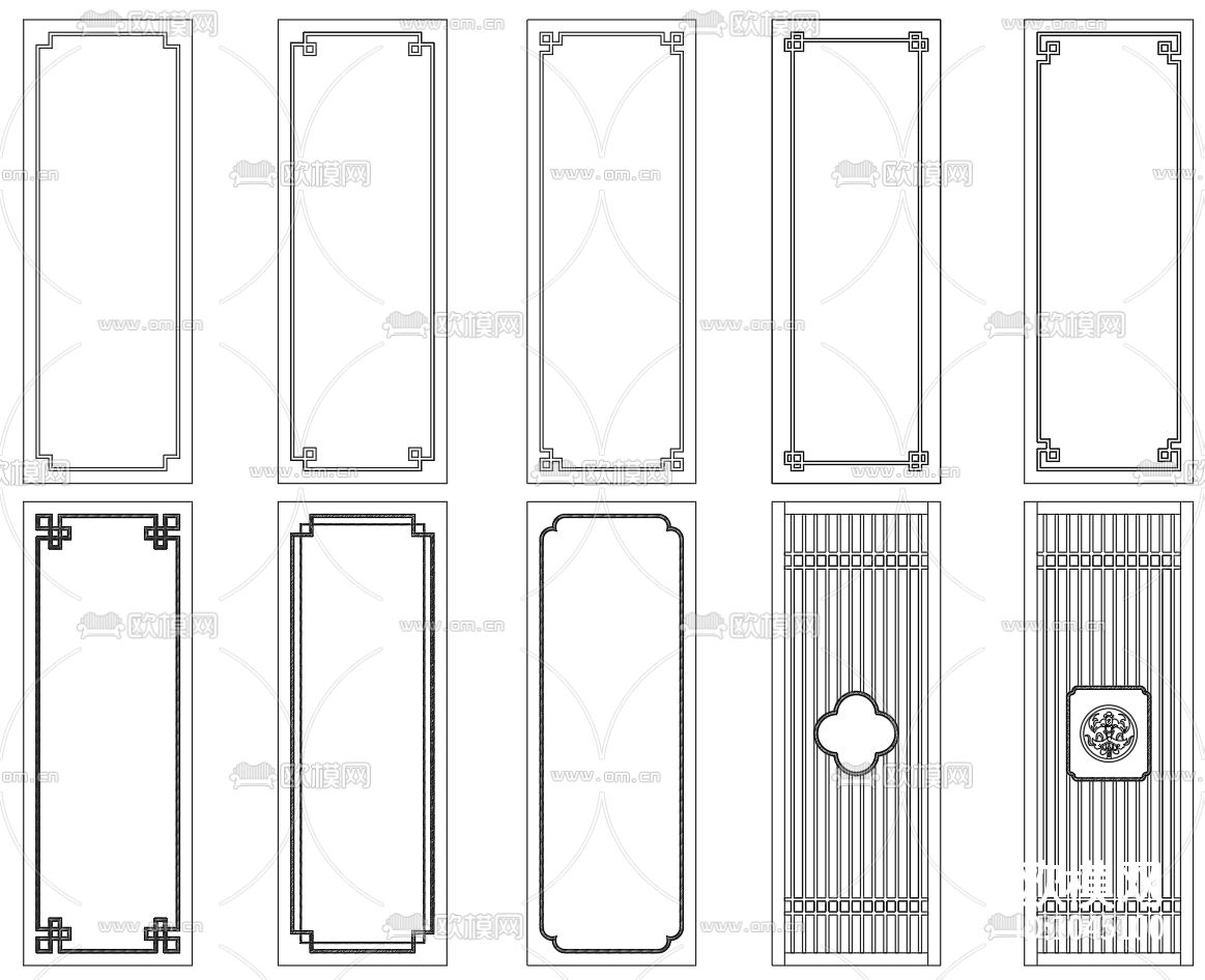 新中式风格花格CAD图纸下载