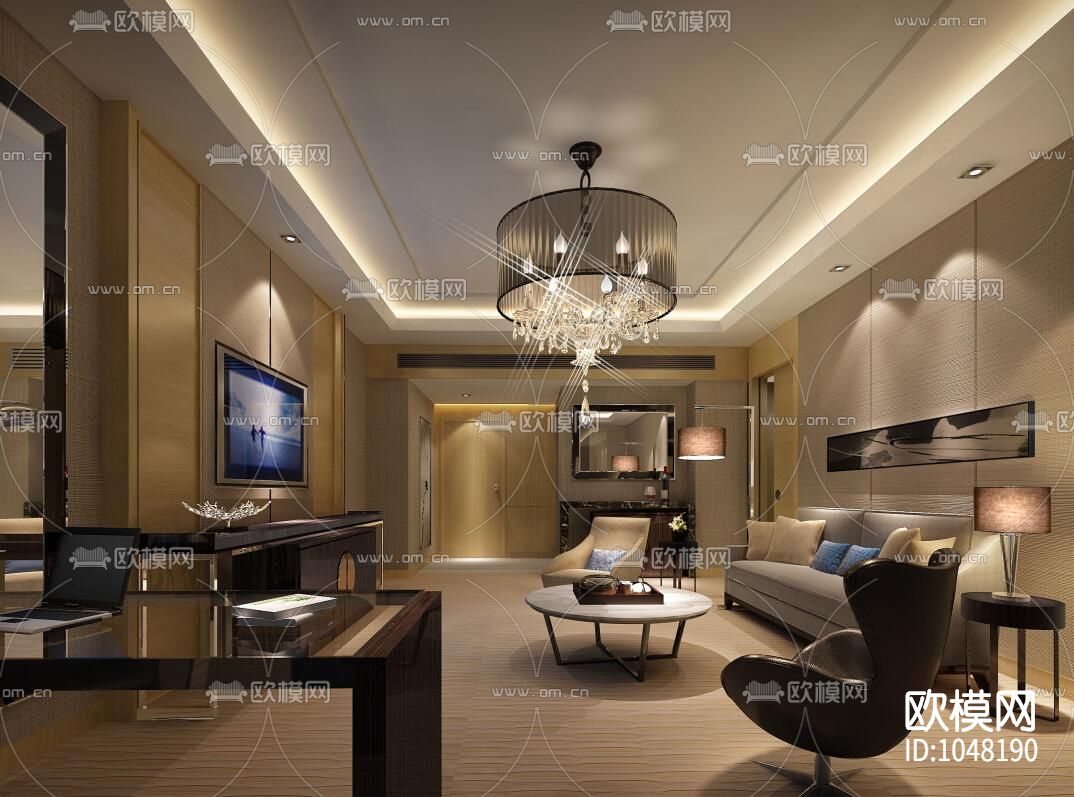 希尔顿逸林酒店全套图纸含效果图下载（渲染图1）