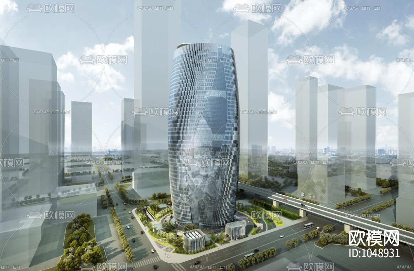 北京丽泽SOHO办公样板层CAD施工图下载（渲染图2）