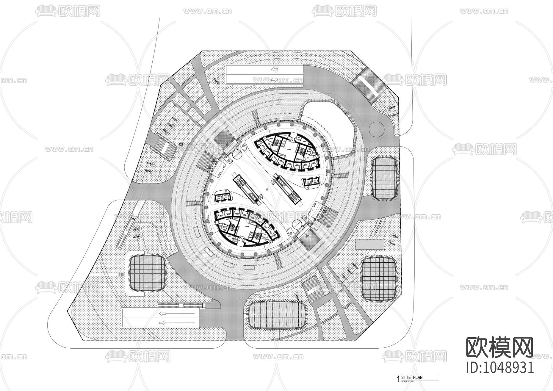 北京丽泽SOHO办公样板层CAD施工图下载（渲染图9）