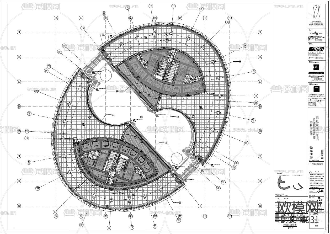 北京丽泽SOHO办公样板层CAD施工图下载（渲染图7）