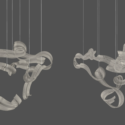  现代异形透明玻璃装饰吊灯su模型 