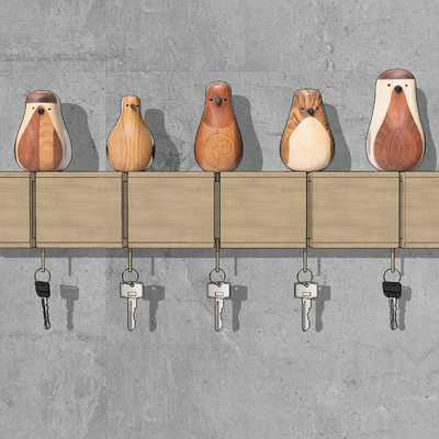  北欧原木壁柜su模型 