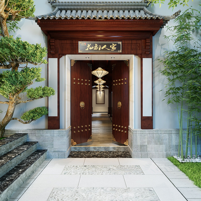 庭院大门门头3d模型