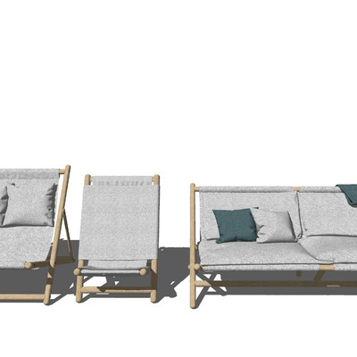  北欧户外休闲躺椅su模型 